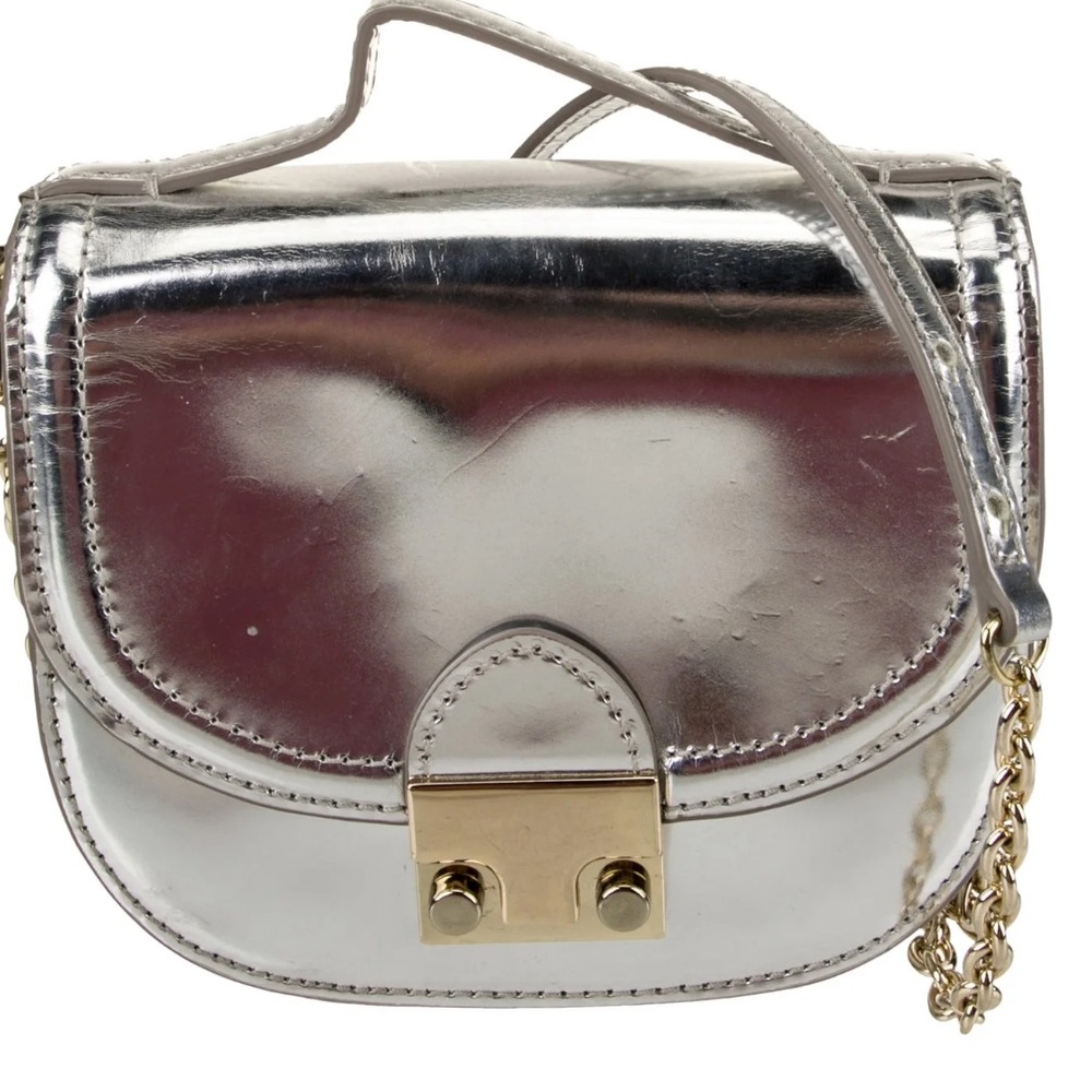 Loeffler Randall Metallic Silver Mini Patent Leather Crossbody Bag